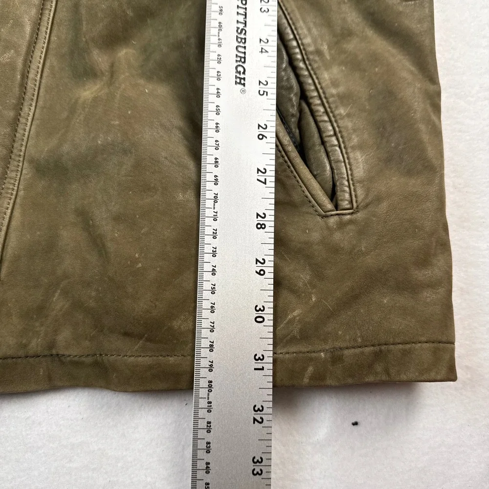 Collezione Concepts‎ Vintage Mens Leather Parka Jacket Olive Green Toggle Size M